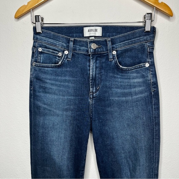 Agolde Sophie Crop Raw Hem Comfort Stretch Skinny Jean Dark Wash A018-3005 Sz 25 - Picture 3 of 10